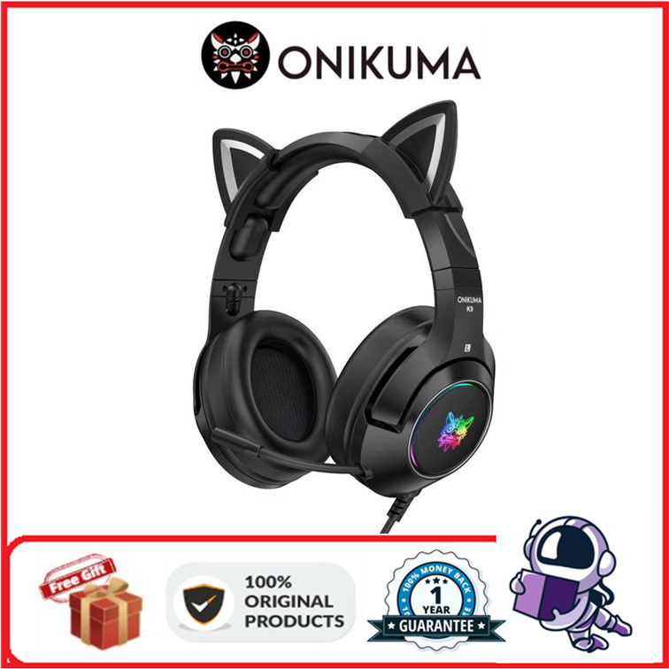 Onikuma K9 หูฟังเล่นเกมสีดําพร้อมไมโครโฟน