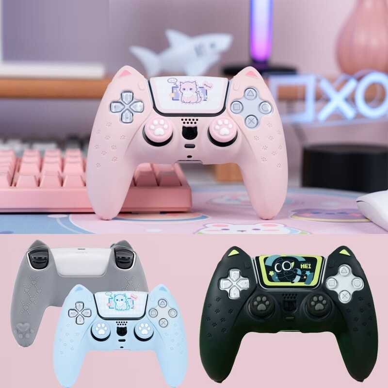 small {Enjoy the store} Cat paw Pink Love Silicone Soft Skin Cover Protective Case For Sony Playsta