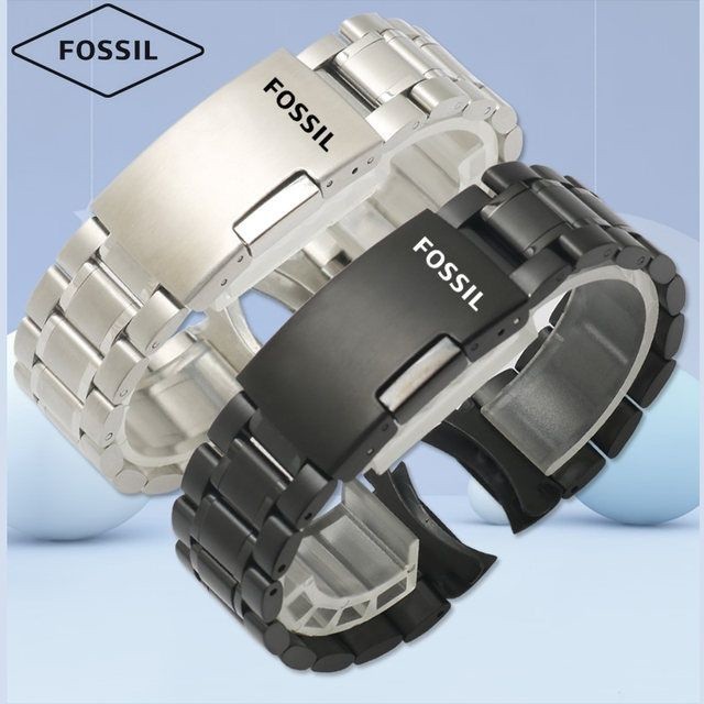 Fossil Fosil สายนาฬิกาสายเหล็ก Hollow Quartz Mechanical Watch หัวเข็มขัดพับเปลี่ยนนาฬิกาสแตนเลส