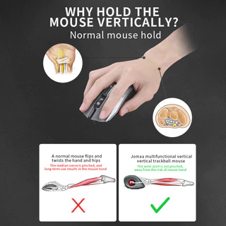 Jomaa Dual Mode Trackball Bluetooth Mouse 2.4G แนวตั้งชาร์จ Ergonomic Mice สําหรับคอมพิวเตอร์พีซี iPad Easy Thumb Control Mouse