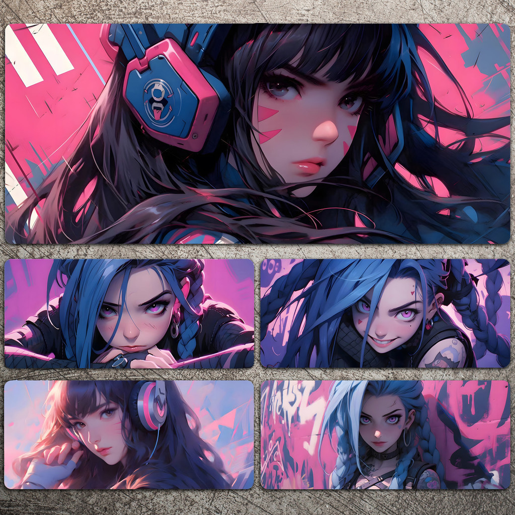 ♞League Of Legends Peripheral Jinx/Ahri Printed Mouse Pad