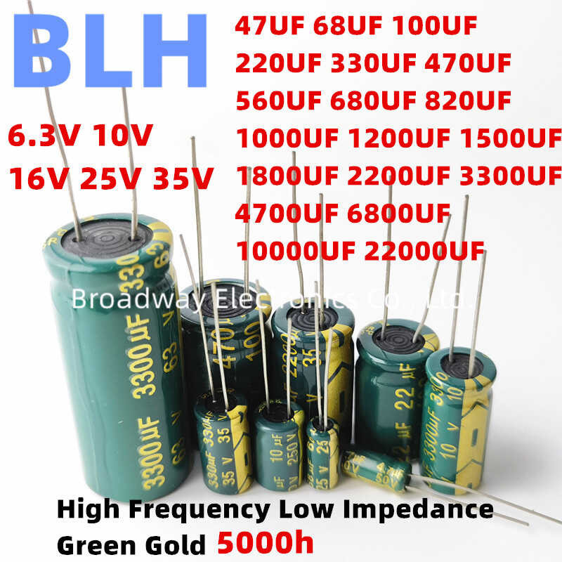 2-50Pcs 6.3V 10V 16V 25V 35V ความถี่ต่ำ ESR อลูมิเนียม Capacitor 1000Uf 1200Uf 1500Uf 1800Uf 2200Uf 