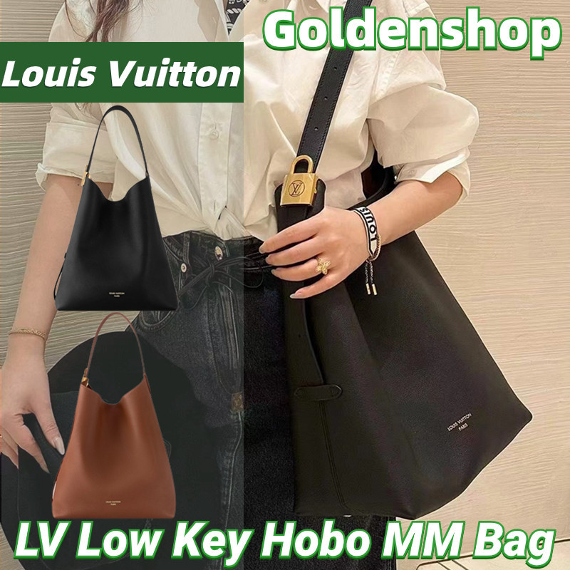 ♞,♘,♙หลุยส์วิตตอง Louis Vuitton Low Key Hobo MM Bag Grained calfskinLV กระเป๋าสะพายเดี่ยว