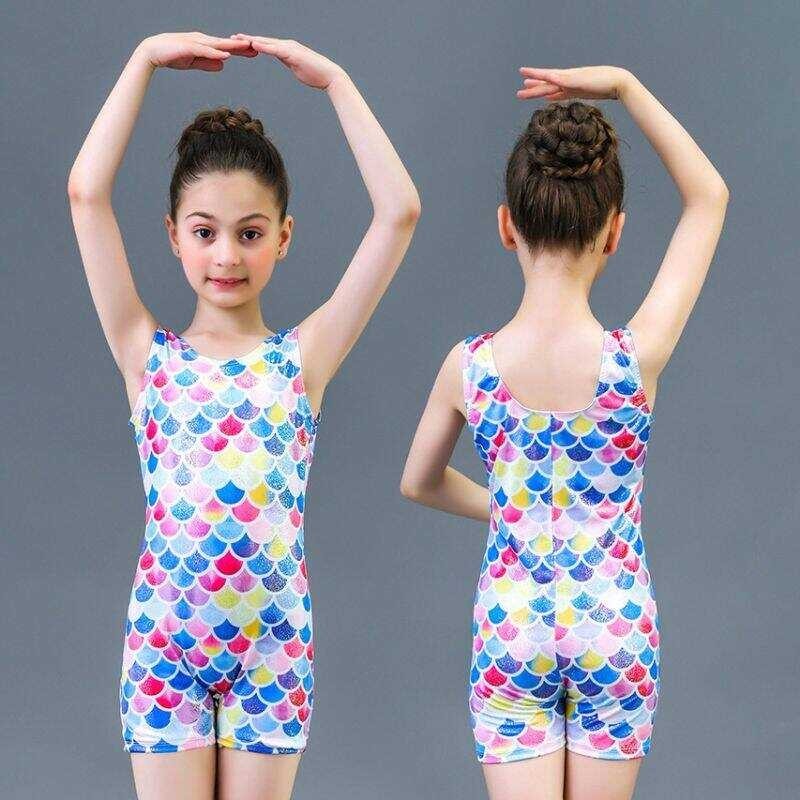 Outdoorbuy Gymnastics Leotard Girls 3-12Y Ballet Unitards Tight Romper Bling Gymnastics Dancewear