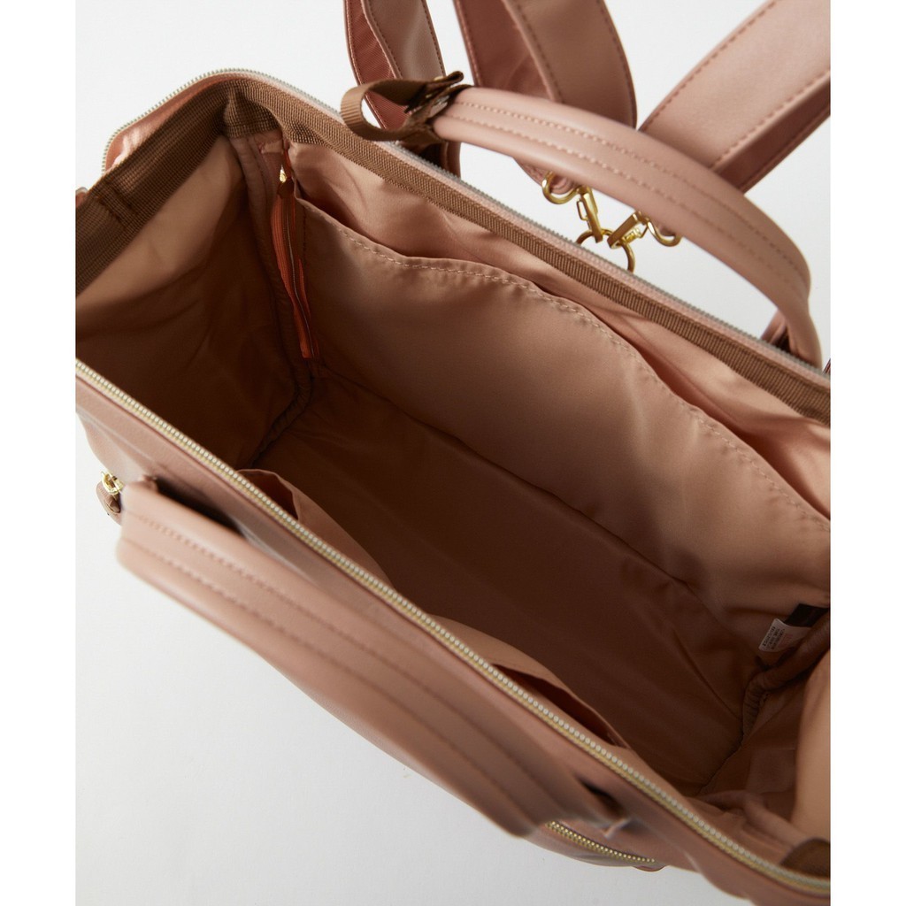 ♞Anello แท้100% New PU leather 3WAY Big Boston Shoulder bag Backpack รุ่นหนัง สีน้ำตาลชมพู