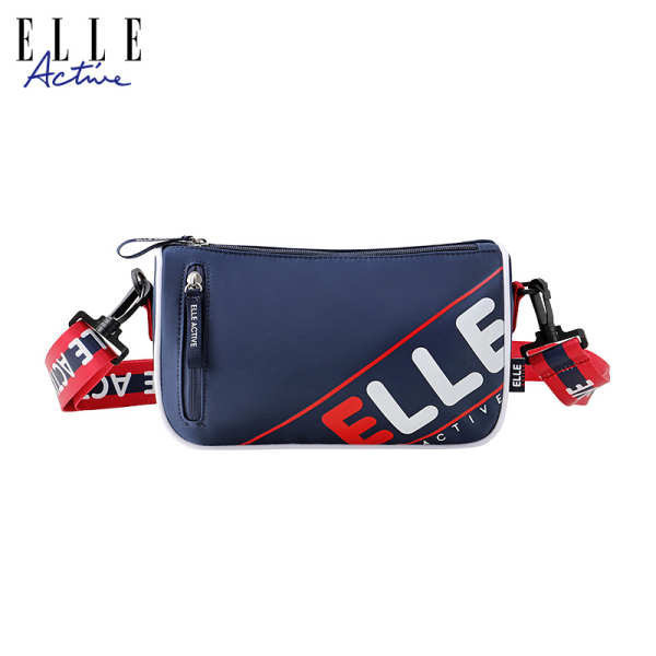 elle กระเป๋า elle bag ELLE Active2024กระเป๋าสะพายข้างกีฬาไนลอนพิมพ์ลายตัวอักษรสีใหม่กระเป๋าสะพายไหล