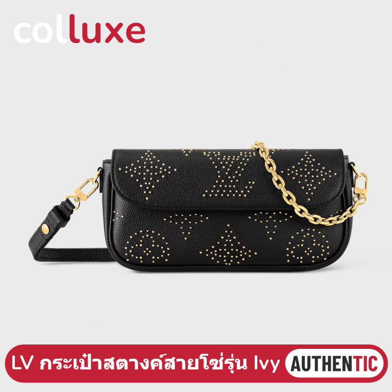 ใหม ่ กระเป ๋ า LV Louis Vuitton Ivy League ไหล ่ โลโก ้ Pochette สีดํา LIY1