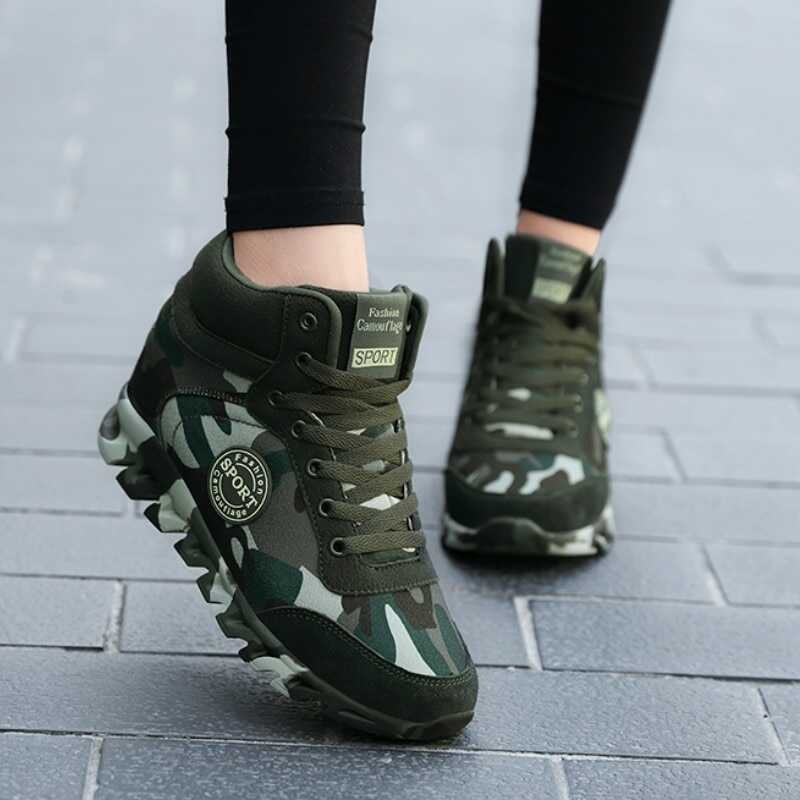 Camouflage Women Fashion Hide Heel Canvas Casual Woman Platform Sneakers Wedge Shoes Plus Size 35-4