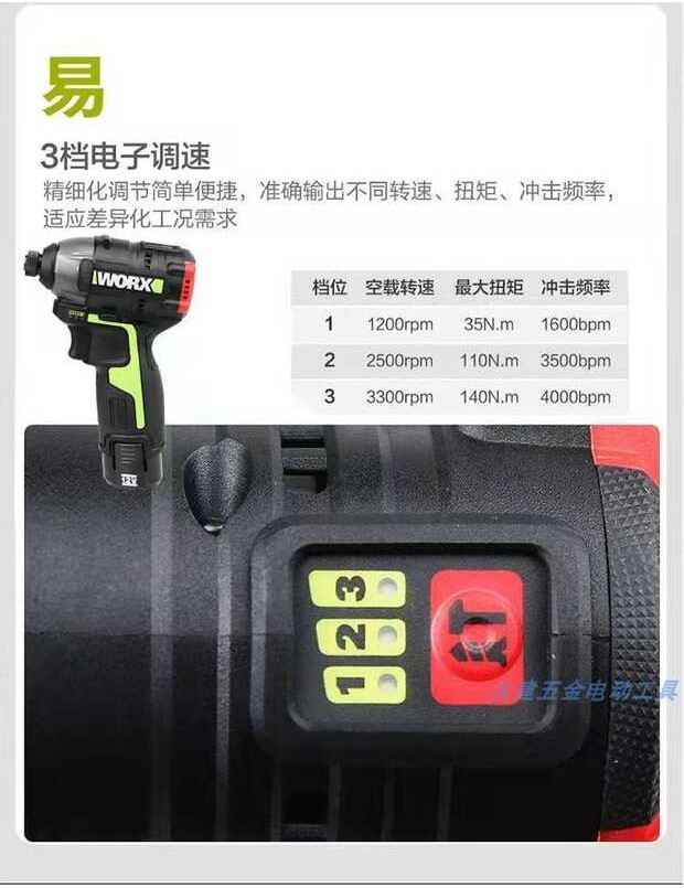 WORX Wu132 ไดร์เวอร์กระแทกไร้สายแบตเตอรี่ลิเธียมแบบชาร์