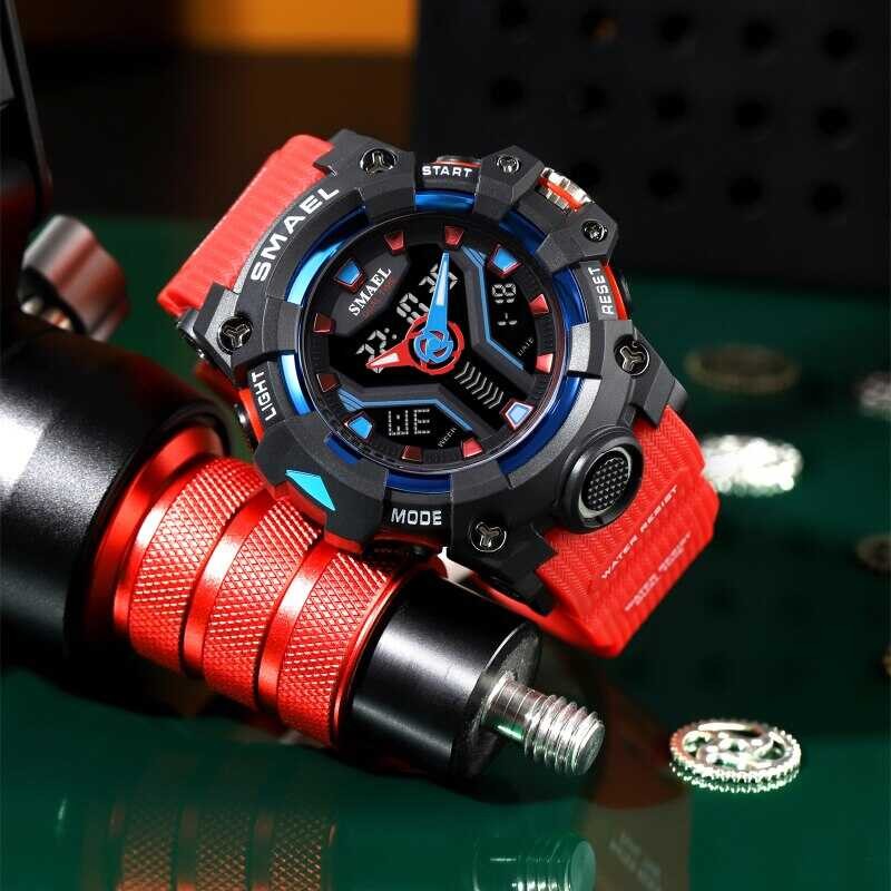 ❤️ ใหม่นาฬิกาสปอร์ตสำหรับผู้ชาย Smael นาฬิกาคู่สำหรับผู้ชายกันไฟ LED นาฬิกาทหาร8075คุณภาพ ❤️