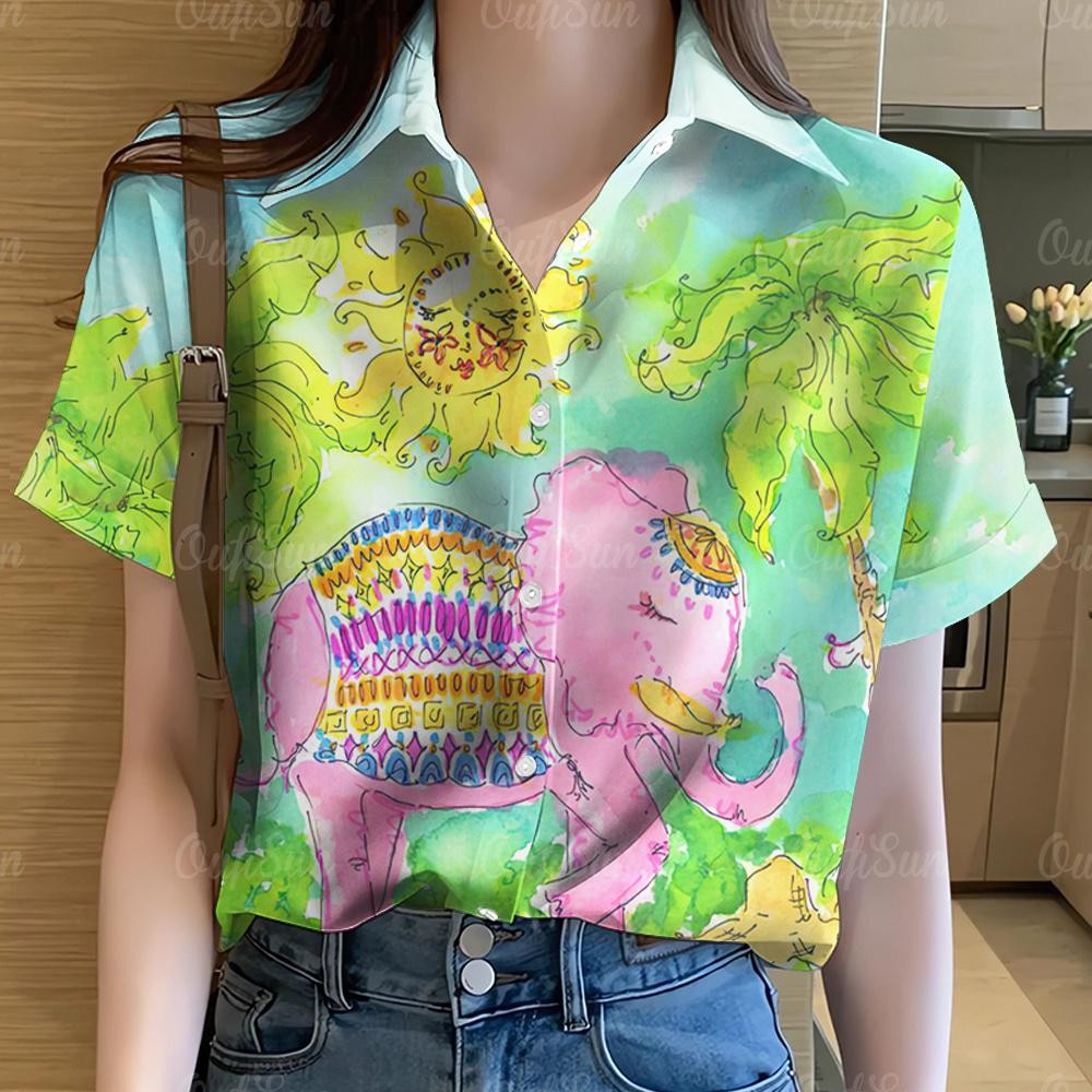 เสื้อเชิ้ตแขนสั้นพิมพ์ลายดอกไม้ สไตล์ฮาวาย thumbnail 4