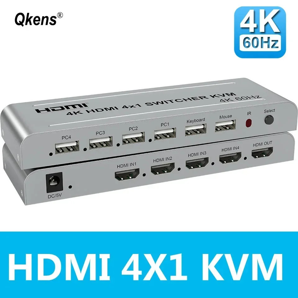4K 60Hz HDMI KVM สวิทช์ 4x1 Vs 4K 30Hz HDMI Switcher 4x1 4 in 1 Out Video Converter 4 PC โฮสต์แชร์ 1