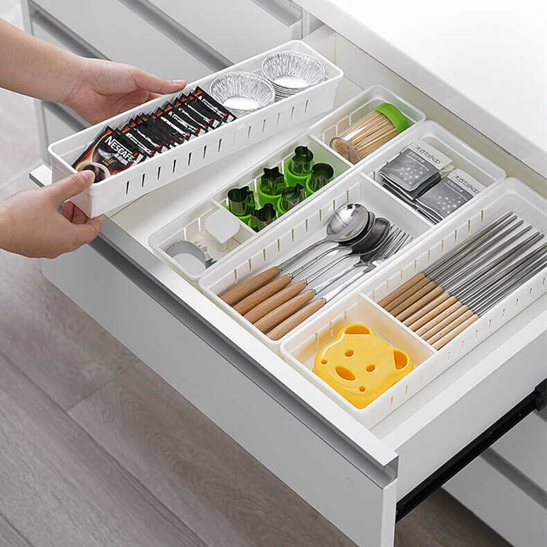 3Pcs Adjustable Kitchen Organizer Cutlery Drawer Organizer, Flatware Drawer Tray For Sierware, Ser ,