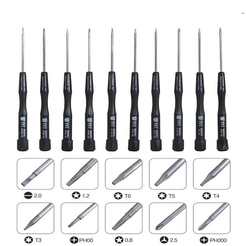 10 In 1 Precision Screwdriver Set P2 P5 Pentalobe Y2.5 Tri Wing Ph00 Ph000 T3 T4 T5 T6 Slotted Scre 