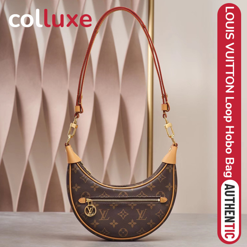 ♞ของแท้หลุยส์วิตตอง Louis Vuitton กระเป๋ารุ่น LV LOOP Hobo Bag กระเป๋าแมสเซนเจอร์/ผู้หญิง