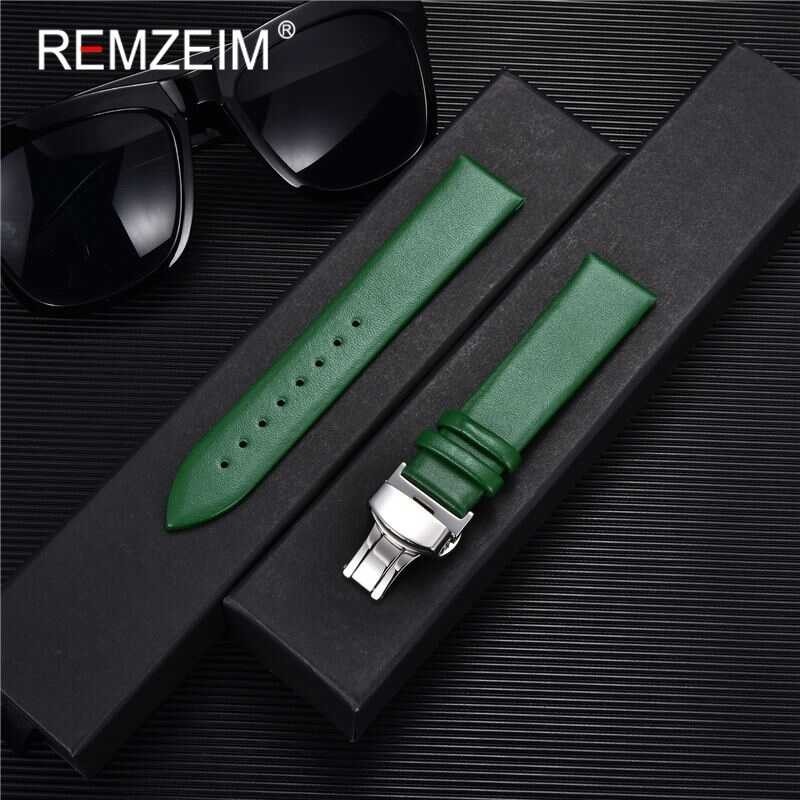 Ultra Thin 【hot】∋ Leather Watchbands 16mm 18mm 20mm 22mm with Clasp Buckle