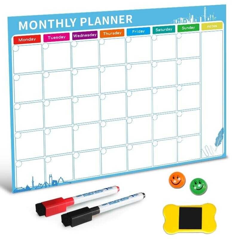 A3 Magnetic Weekly & Monthly Planner Whiteboard Fridge Magnet Flexible Daily Message Drawing Refri