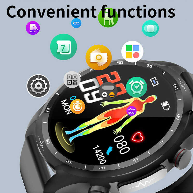 Watch E430 Smart Blood Glucose Sugar Body Temperature ECG Monitoring Smartwatch For Men Women Bluet 