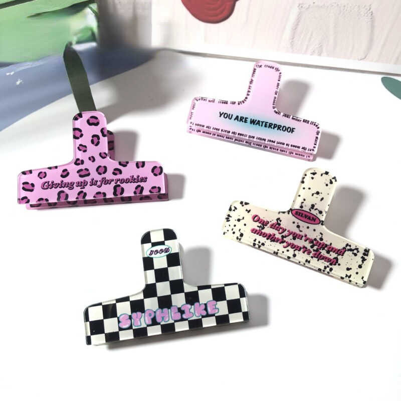 Chua695g  2 Pcs Retro N Acrylic Binder Clip Planner Clips Paper Clamp Office Decorative Supplies S s