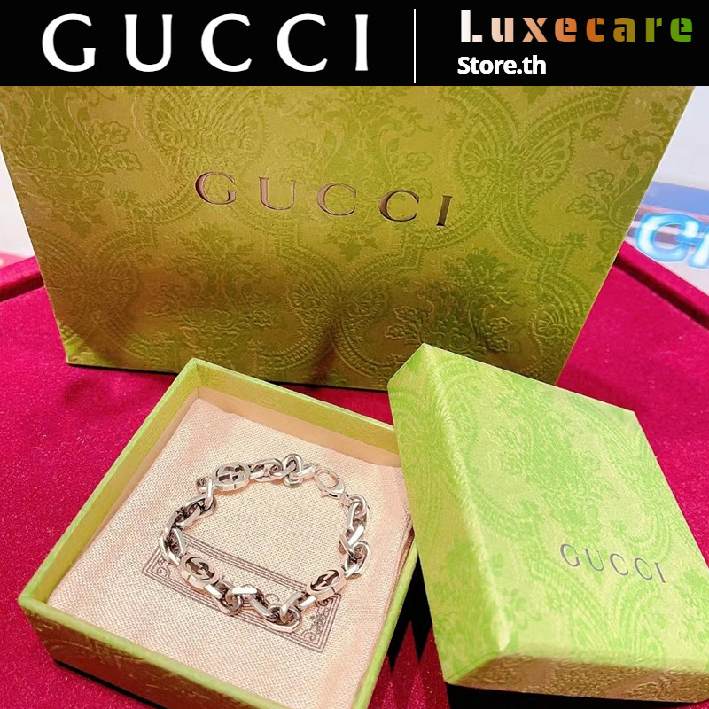 กุชชี่Gucci Interlocking double G bracelet รุ่นชายและหญิง/สร้อยข้อมือ/100%/แท้/สร้อยข้อมือGucci