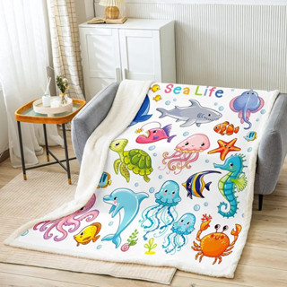 Sea Life เด็กโยนผ้าห่ม,การ์ตูน Seahorse Dolphin Octopus แมงก…