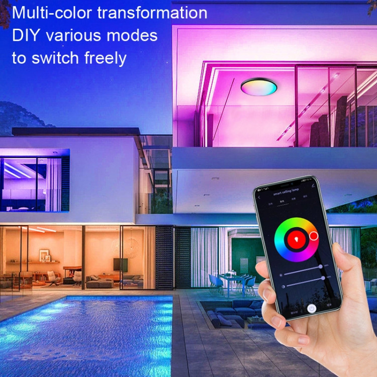 ไฟเพดาน Led Bluetooth WiFi APP RGBCW 24W - PF05 - สีดํา