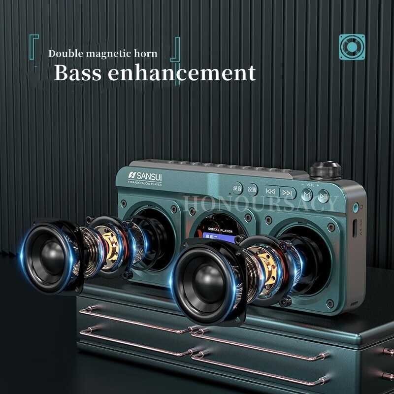 นาฬิกาปลุกแบบเสียบลำโพงแบบมินิ Sansui Bluetooth ไร้สาย,ใหม่