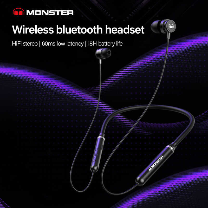 Original Monster Sg03 Bluetooth Headset Erphones Naeckband True Wireless Earbuds Hifi Stereo Sports