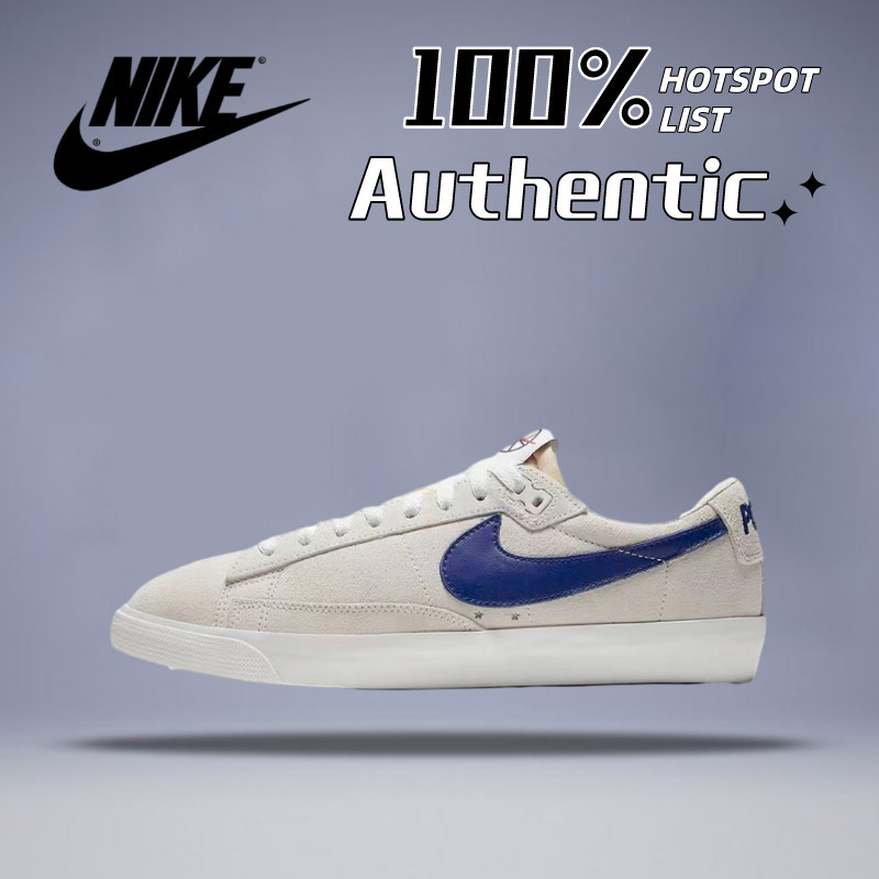 ♞,♘,♙Polar Skate Co.x Nike Blazer Low Low Top รองเท้าผ้าใบ Unisex สีเทาสีน้ำเงิน