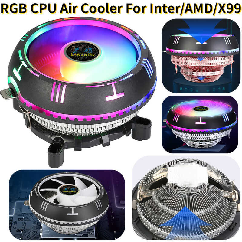 LANSHUO RGB Air With Silent Fan Radiator Low Profile CPU For AMD Intel Lga1150 1155 X79 X99 Cooler P