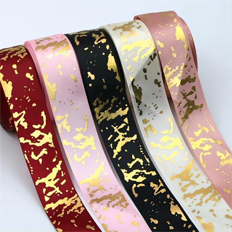 ริบบิ้น ลายหินอ่อน กว้าง 25 มม. สีทอง 10 หลา ต่อม้วน สําหรับฉลองคริสต์มาส และปีใหม่