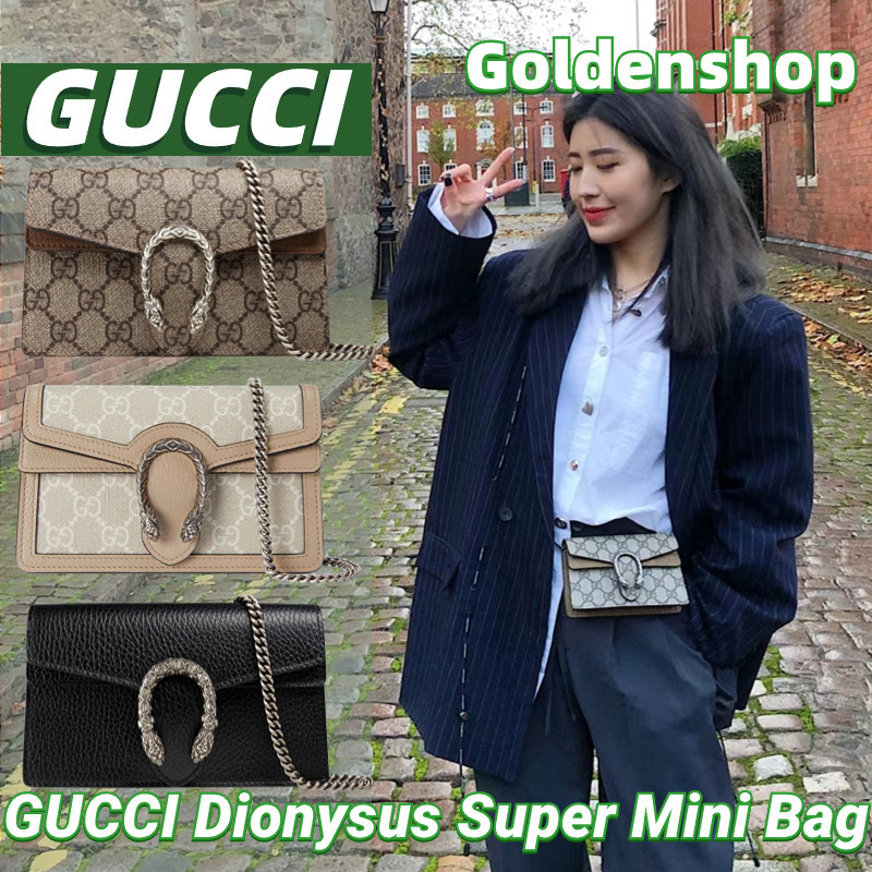 ♞,♘,♙กุชชี่ Gucci Dionysus GG Supreme Super Mini Bag กระเป๋าสะพายเดี่ยว