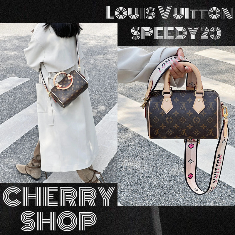 ♞ หลุยส์วิตตอง Louis Vuitton SPEEDY BANDOULIÈRE 20 BAG LV BAGผู้หญิง/กระเป๋าสะพายไหล่/กระเป๋าสะพายข
