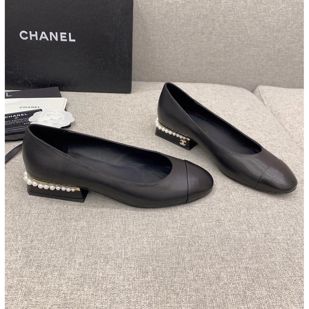[AAA] Chane Chanel รองเท้าส้นตึก ประดับมุก สไตล์ใหม่