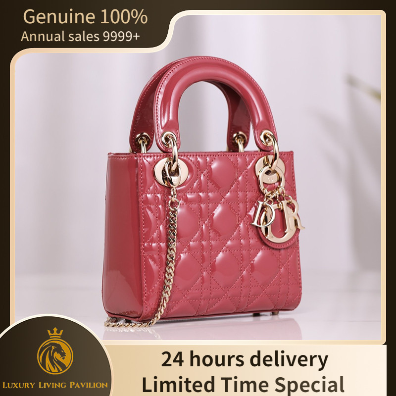 ♞,♘ซื้อในฝรั่งเศส ใหม่ The New MINI LADY DIOR BAG pink กระเป๋าแฟชั่น สีชมพู ของแท้ 100%