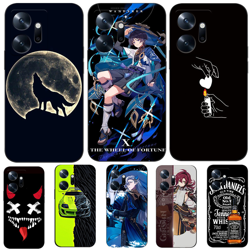 เคสสําหรับ INFINIX ZERO 20 Silicon Phone Back Cover เคส tpu สีดํา Genshin Role