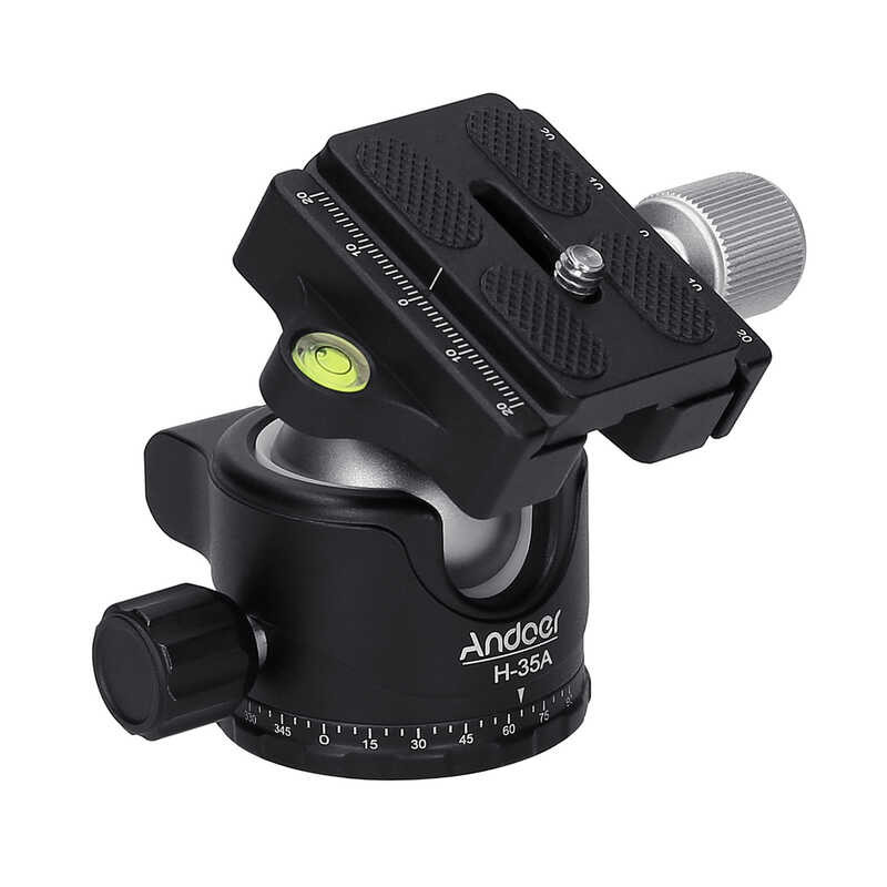 H-35A Andoer Panorama Ballhead Tripod Mount Adapter Ball Head U-Groove Low Gravity Center Aluminium