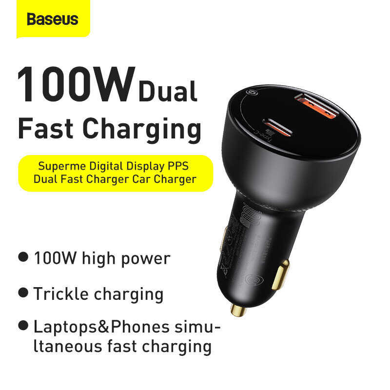 Baseus PD 100W Car Quick Charge 4.0 Qc4.0 Qc3.0 Type C USB AUTO Charger Fast Charging For Iphone Xi 