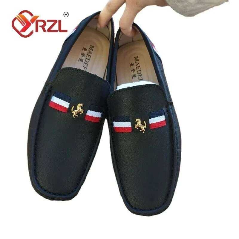 ❤️ Yrzlสีขาวloafers Mensสีดําpuหนังloafersสําหรับชายสบายๆบนรองเท้าแตะผู้ชายcomfy Moccasinรองเท้