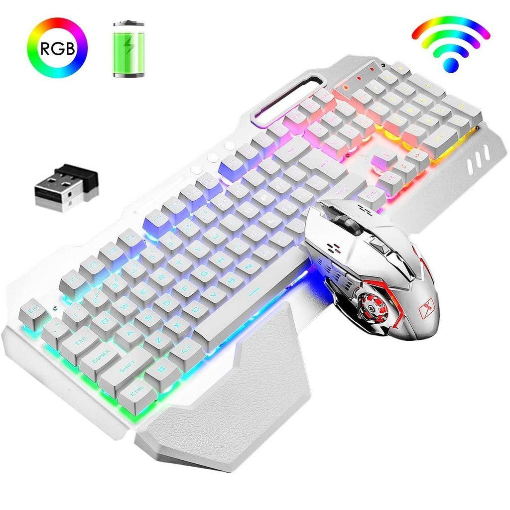 ♞,♘Xinmeng K680RGB ชุดคีย์บอร์ดและเมาส์ไร้สายแบบชาร์จไฟได้