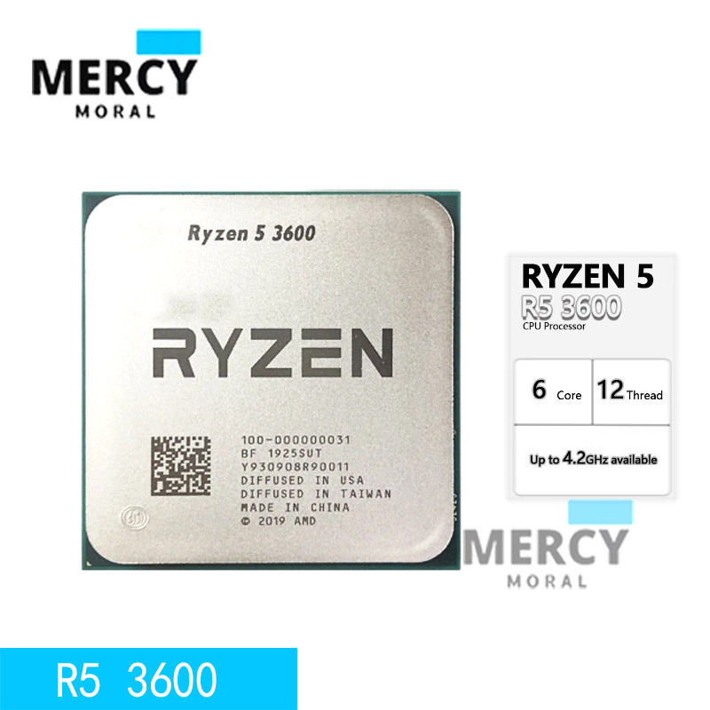 โปรเซสเซอร์ CPU AMD Ryzen 5 3600 R5 3600 3.6GHz Six-core 12-Thread 100-000000031 ซ็อกเก็ต AM4 65W สําหรับ