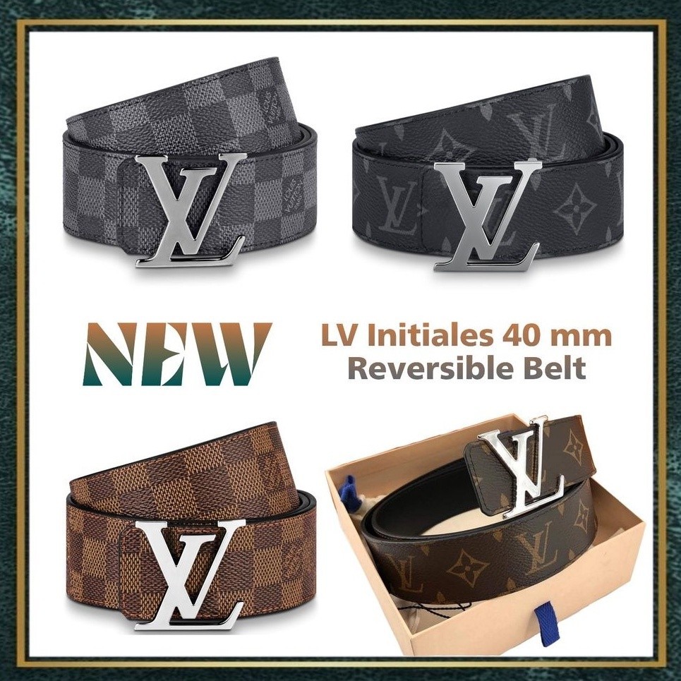 ♞,♘,♙[สอบถามก่อนกดซื้อ] แท้  New LV Initiales 40 mm. Reversible Belt