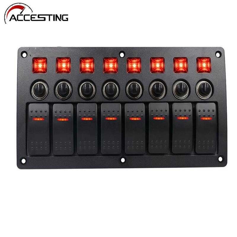 6/8 Gang Switch Panel Car Auto Boat Marine Dual Led Rocker Switch Panel 12V ~24V Circuit Breakers T