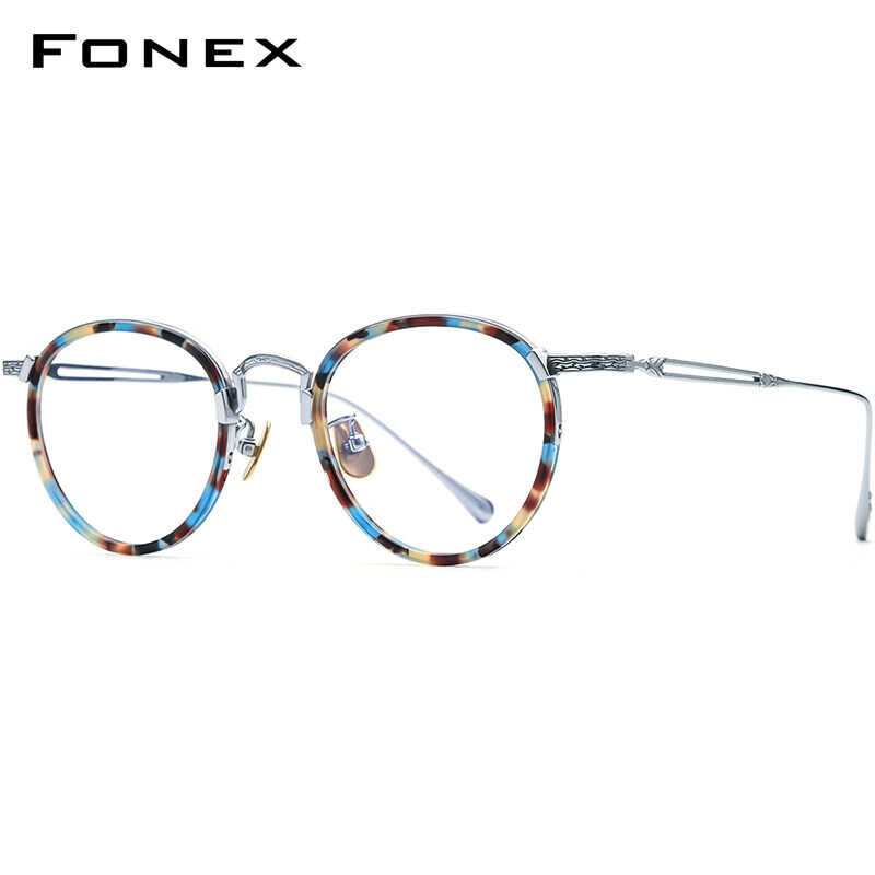 ❤ FONEX แว่นตากรอบแว่นตาไททาเนียมผู้ชายวินเทจขนาดใหญ