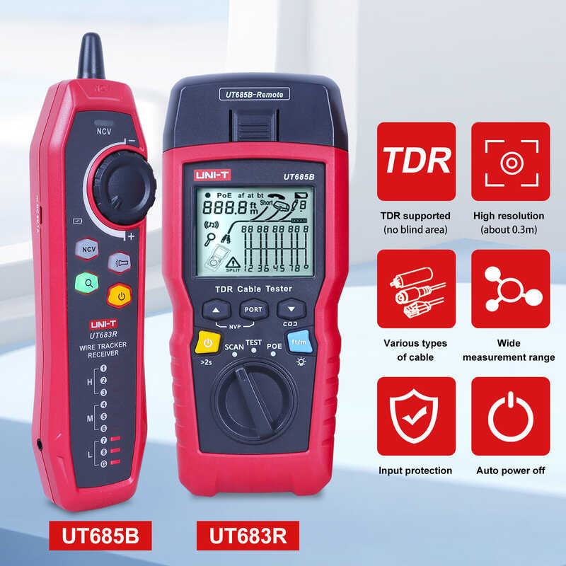 ❤ Uni-T Ut685b ชุดมือถือ TDR อุปกรณ์ทดสอบสายเคเบิล POE สายเคเ