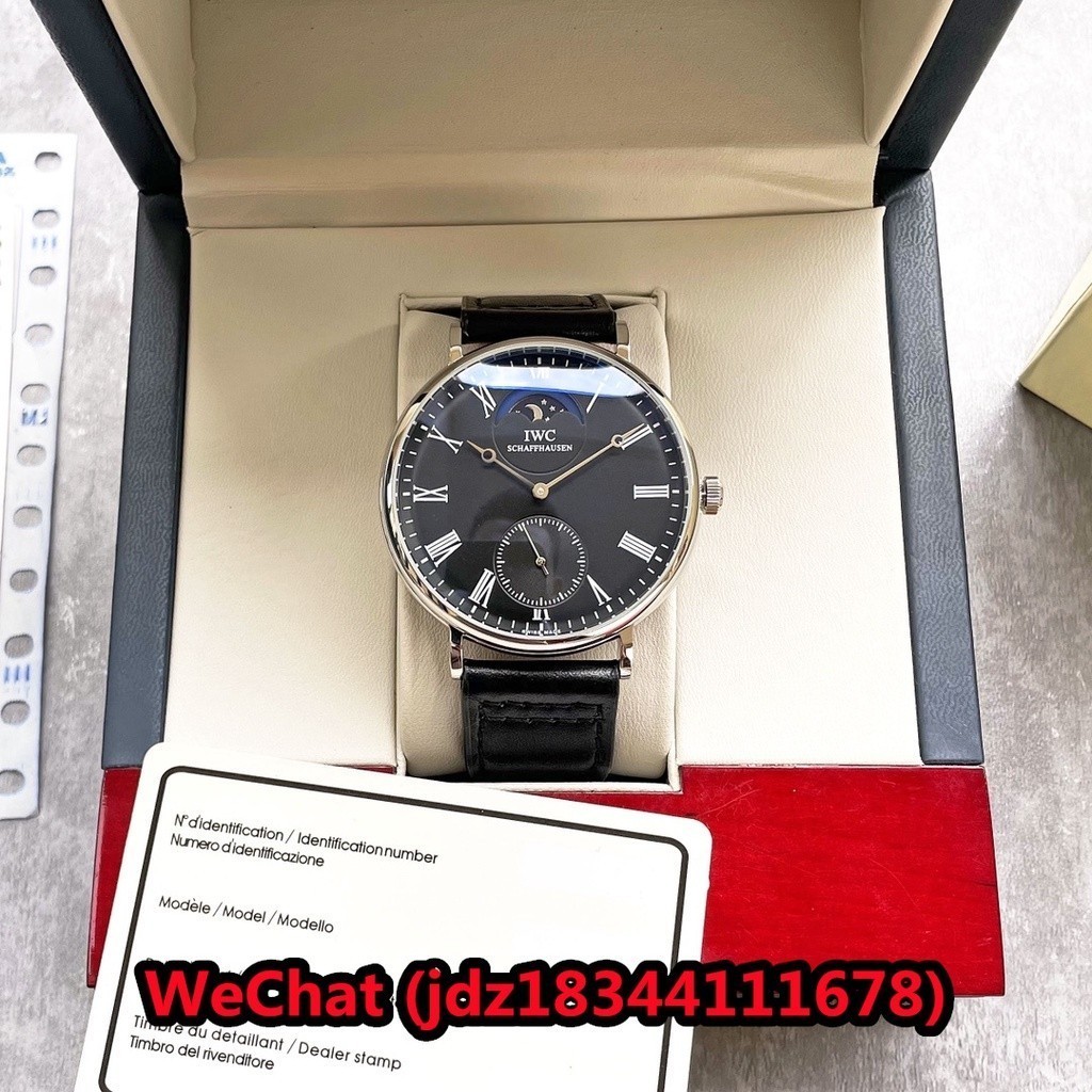 Iwc นาฬิกาข้อมือกลไก สองเข็ม ครึ่งวงจันทร์ คลาสสิก สําหรับผู้ชาย 43 มม.