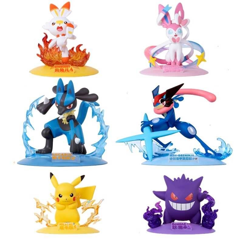 Pikachu Greninja Lucario Gengar ตุ๊กตาของเล่นฉาก Action Figure ตกแต่งของข