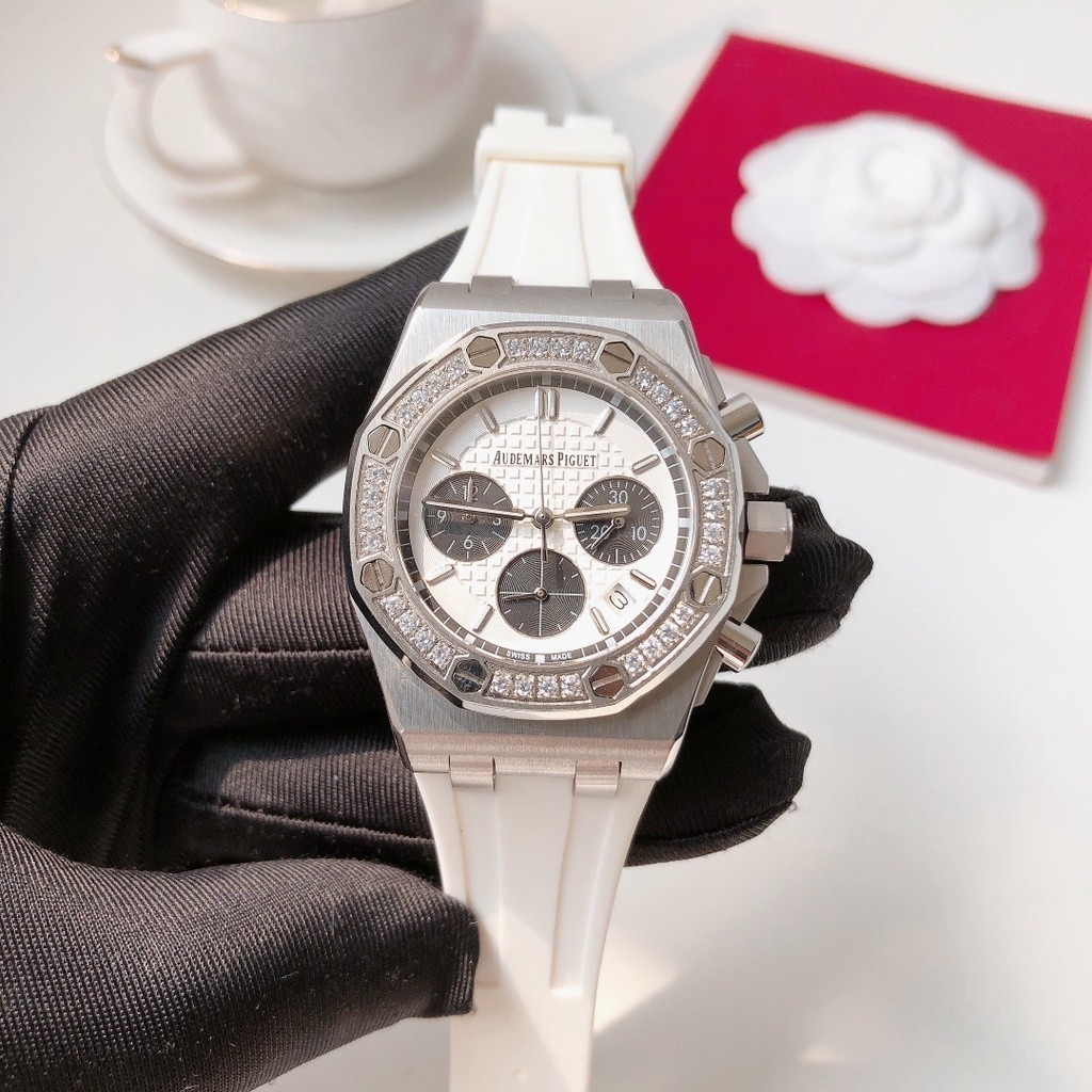 นาฬิกาข้อมือควอตซ์ AP Royal Oak Series Six-Hand Chronograph Running Seconds-Japan OS20 37 มม. สําหร