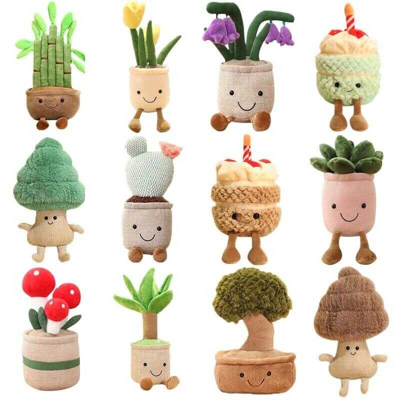 Stuffed S Jellycats Lifelike Potted Plush Doll Pine Tree Cake Bamboo Cactus Pillow Cushion Toy Deco