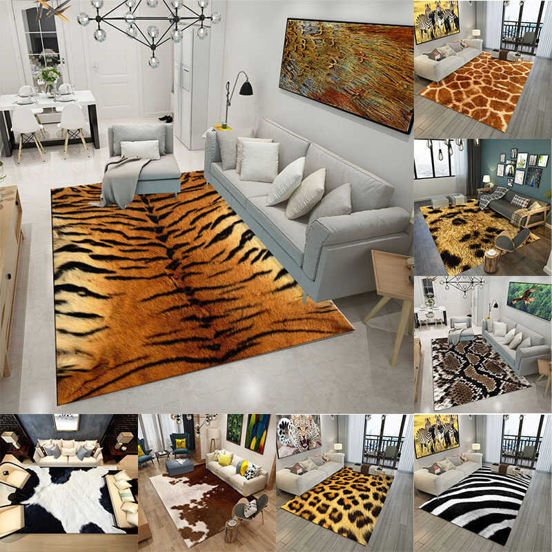 Pattern 3D Animal Printed Carpet Living Room Bedroom Rugs Plush Floor Anti-slip Door Yoga Mat